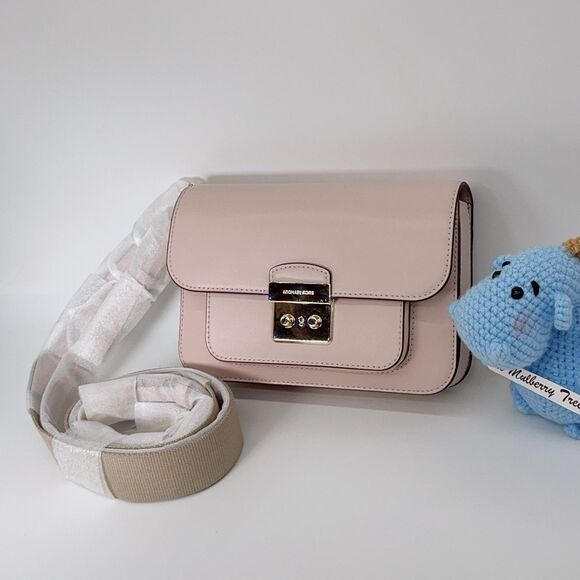 Michael Kors Sloan Editor Large Shoulder Smooth Leather Bag Soft Pink Crossbody - Picture 3 of 15